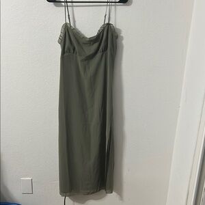 Aritzia Wilfred Green Spaghetti Strap Slip Dress
